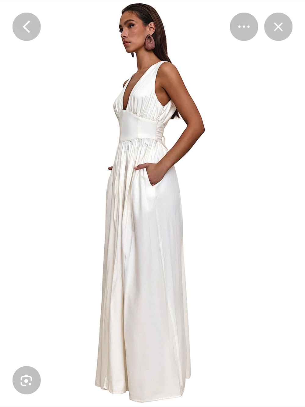 Andrea Iyamah White V-Neck Maxi Dress